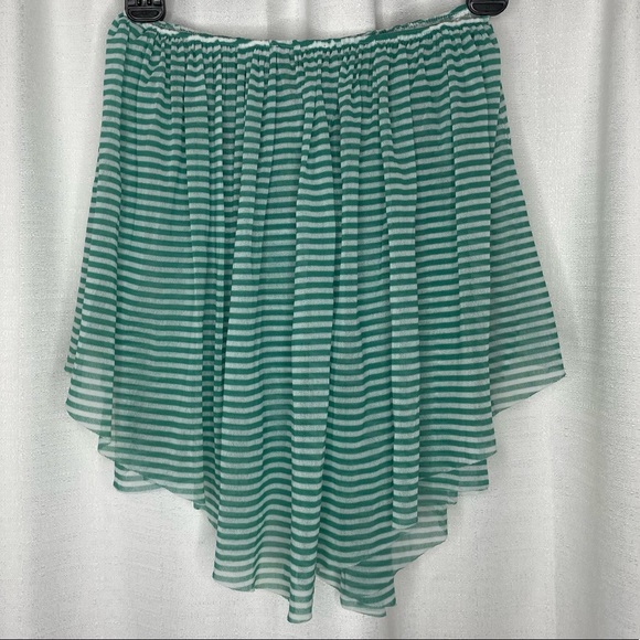 BeBe Green and White Striped Strapless Shirt - Picture 8 of 10